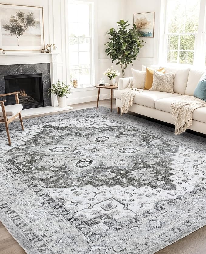 AMADA HOMEFURNISHING 9x12 Area Rugs, Low-Profile Large Washable Area Rug - Image 5