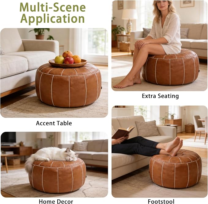 Thgonwid Unstuffed Moroccan Storage Pouf Foot Stool Ottoman Seat, No Filler - Image 8