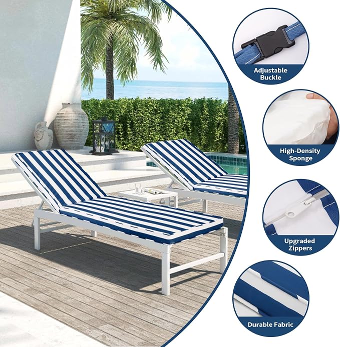 Outdoor Chaise Lounge Cushions for Patio, Waterproof Replacement Seat Cushions - Image 5