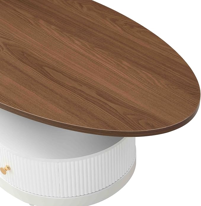 Modern Oval Coffee Table Set of 2, Wood Living Room Accent Coffee Table and - Image 7