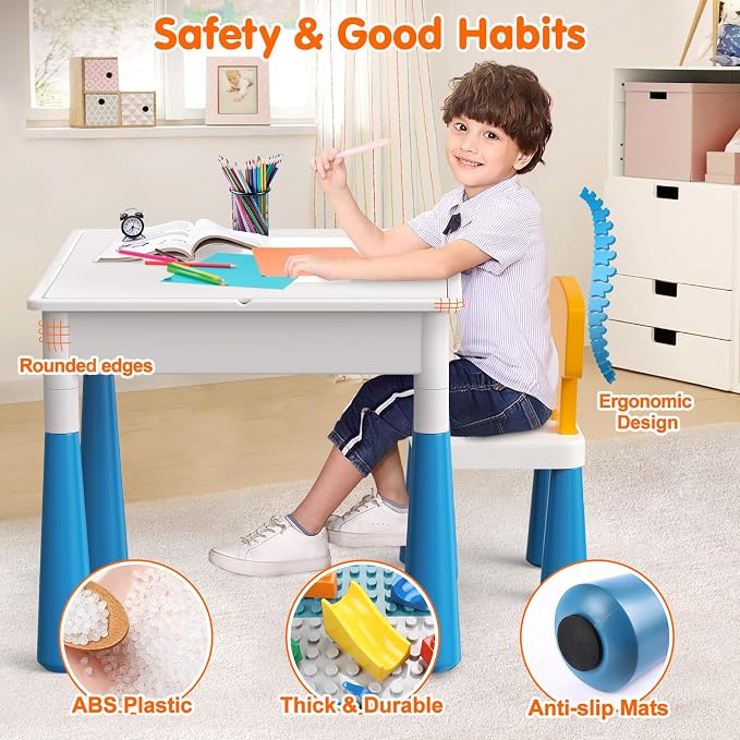 Arscniek Toddlers Activity Table 7 in 1 Kids Activity Tables and Chair Set - Image 7