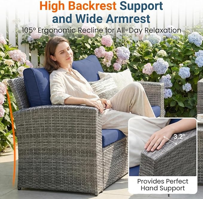 Wisteria Lane Patio Furniture Set, Wicker Outside Outdoor Furniture - Image 4