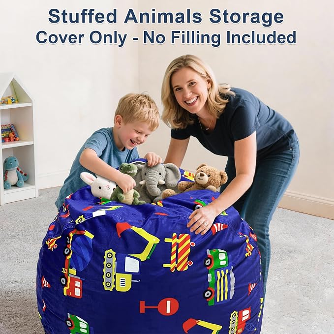 Lukeight Stuffed Animals Storage Bean Bag Chair Cover - Image 2