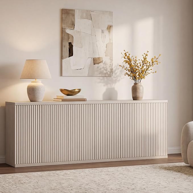 SICOTAS Buffet Cabinet with Storage Accent Sideboard Modern Credenza with Doors - Image 3