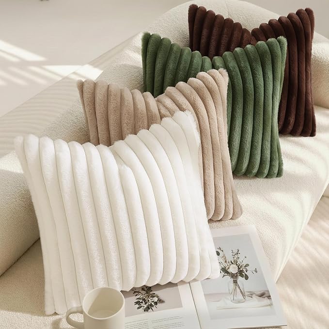 decorUhome Cozy Faux Fur Throw Pillow Covers 12x20 Set of 2 Decorative Soft - Image 3
