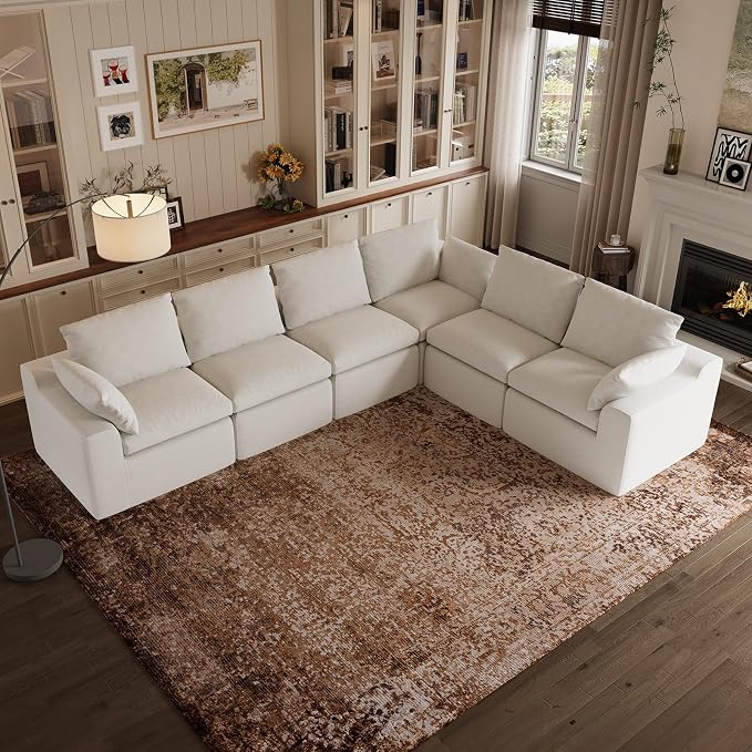 Novilla 133.8" Modular Cloud Couch, Modern Sectional Sofa by Novilla