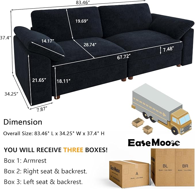 EASE MOOSE Modern Loveseat Sofa - Image 2
