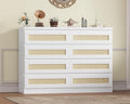 47 Inch Rattan 8 Drawer Dresser, Modern Farmhouse Chest of Drawers, Tv Stand by Unknown