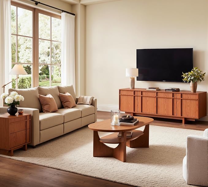 TV Stand for 75 Inch TV, Mid Century Modern TV Stand - Image 8