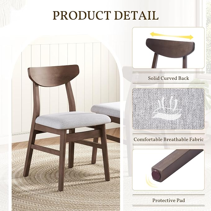 P PURLOVE Modern 3 Piece Table Set, Triangular Table and 2 Curved Wood Chairs - Image 7