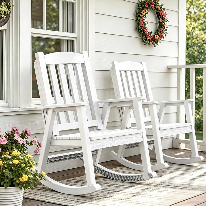 Greesum Set of 2 Outdoor Rocking Chair, Rust-Proof & UV-Resistant, Comfortable by BuynowfromGreesum
