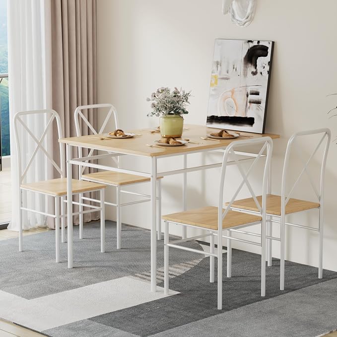 VECELO Dining Table Set for 4, 5-Piece Wood Kitchen Table - Image 7
