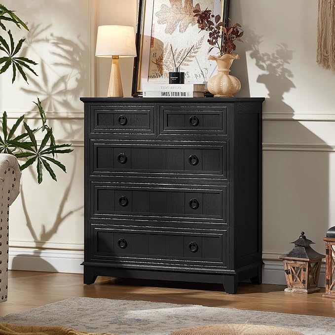 Joaxswe Farmhouse 5 Drawer Dresser - Image 3