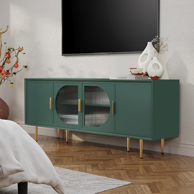 ARTPOWER TV Stand with Storage, Under TV Cabinet with Glass Door, TV Console - Image 6