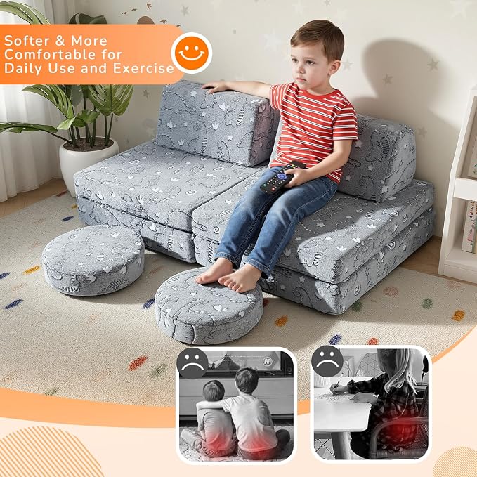 MeMoreCool Modular Kids Couch, 8-Piece Toddler Couch Play Couch & Kids Sofa Set - Image 7