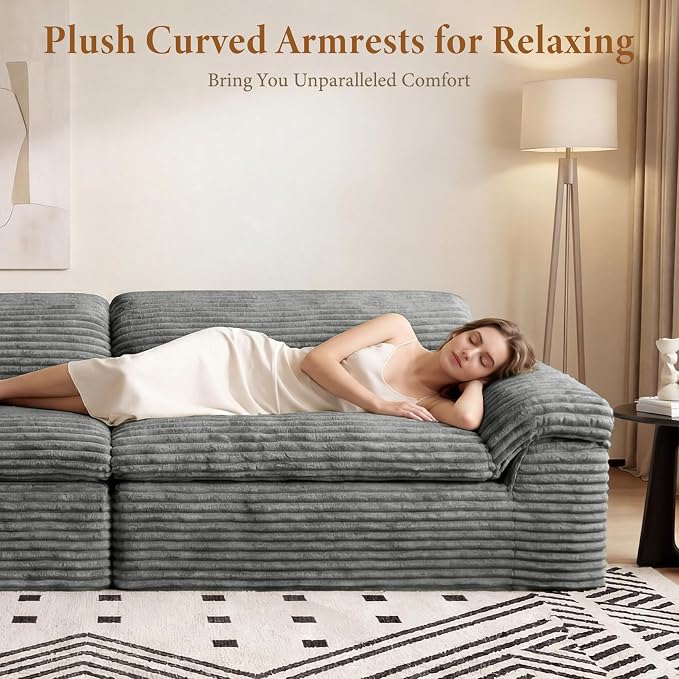 Vesgantti 118" Modular Sectional Couch, Comfy Corduroy Upholstered Cloud Couches - Image 5