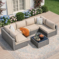 JAMFLY 7-Piece Outdoor Patio Furniture Set, Modular PE Rattan Sectional Sofa by JAMFLY