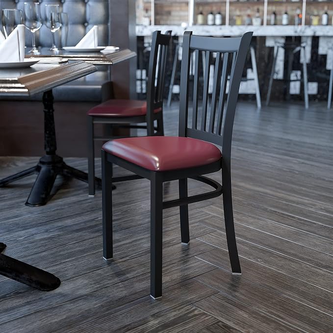 Flash Furniture 4 Pack HERCULES Series Black Vertical Back Metal Restaurant - Image 2