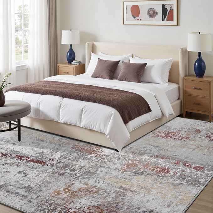 Toneed Abstract Area Rug Modern Washable Rug Soft Non Slip Rug Low Pile - Image 3