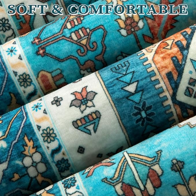 SERISSA Boho Rugs for Entryway, 2x3 Blue Entryway Rug Non-Slip Washable Small - Image 4