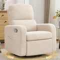 Swivel Rocker Recliner, Oversized Manual Boucle Nursery Glider Rocking Recliner by Aemeios