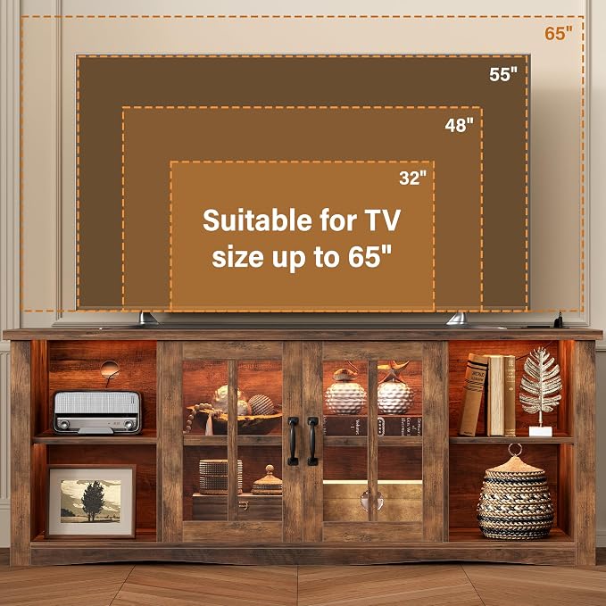 YESHOMY Farmhouse LED TV Stand - Image 8