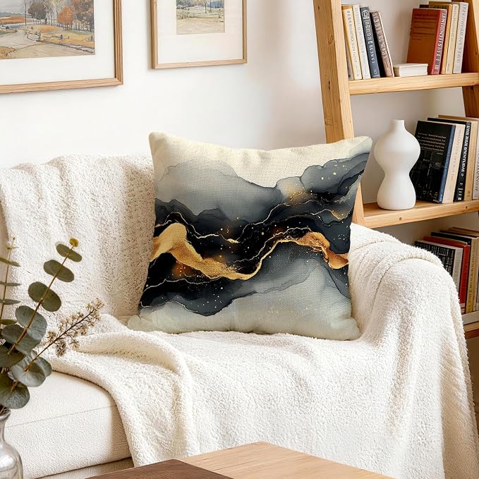 OBSEDE Black Gold Marble Sweet Home Decorative Throw Pillow Covers 18 × 18 in - Image 8