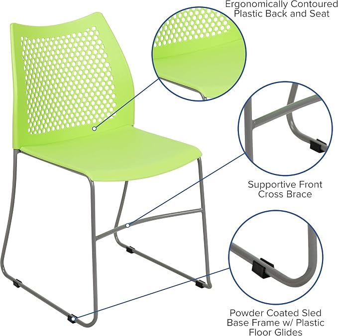 Flash Furniture HERCULES Series 661 lb. Capacity Green Stack Chair - Image 4