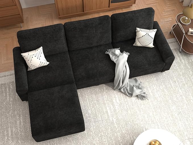 EASE MOOSE 100" Chenille L-Shaped Sectional Sofa, Modern Deep Seat Modular Couch - Image 4