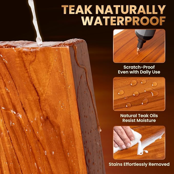 55" Solid Teak Floating Wall Shelf - Image 4