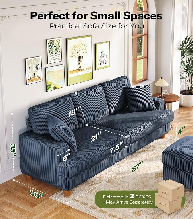 Kidirect 87in L Shaped Couch, Modular Sofa No Tool Assembly, Comfy Sectional - Image 2