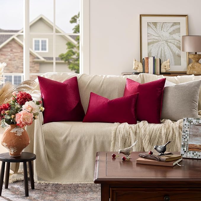 GIGIZAZA Velvet Pillow Covers 18x18: Pack of 2 Throw Pillows Soft Solid Covers - Image 2