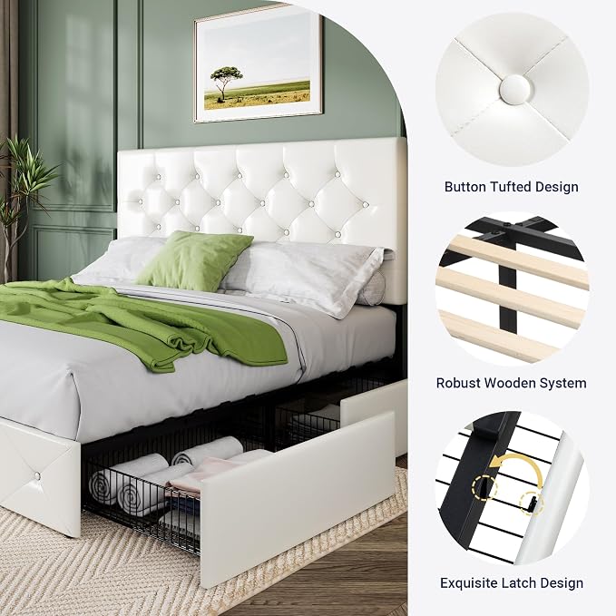 Allewie Upholstered Queen Size Platform Bed Frame - Image 6