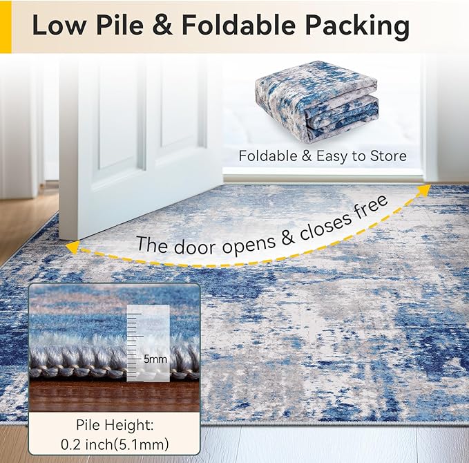 Washable Area Rugs 7x10 Non-Slip Modern Abstract Soft - Image 4