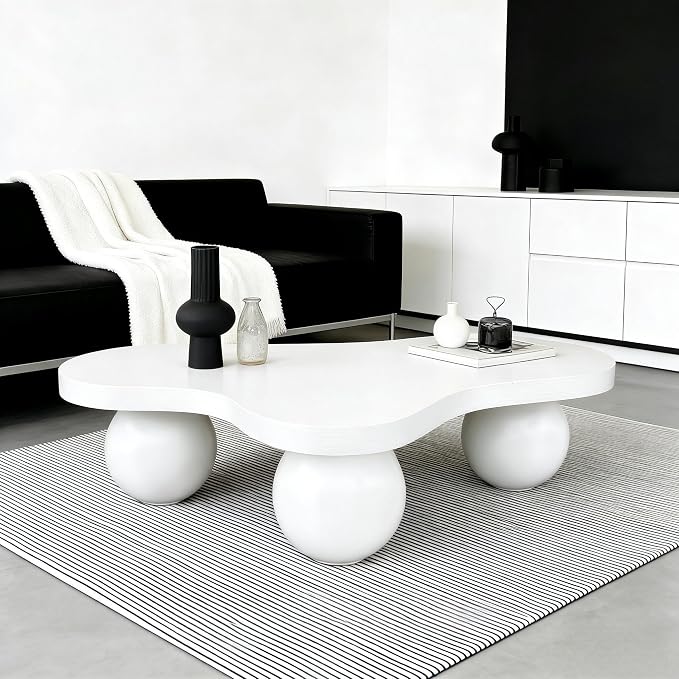 46" Cloud Coffee Table with 3 Ball Legs, Modern Irregular Center Table - Image 8