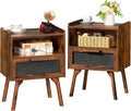 Lerliuo Rattan Nightstands Set of 2, Boho Side Table by Lerliuo
