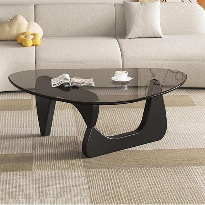EASYSOUL Modern Glass Coffee Table, 44.88" D x 32.28" W x 15.75" H, Abstract - Image 3