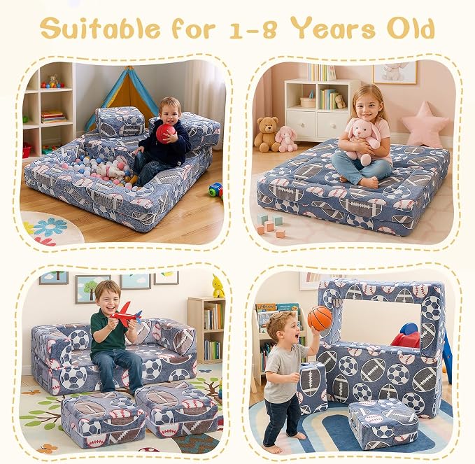 Cvortll Modular Kids Play Couch, Glow in Dark Kids Sofa, Child Sectional Sofa - Image 4