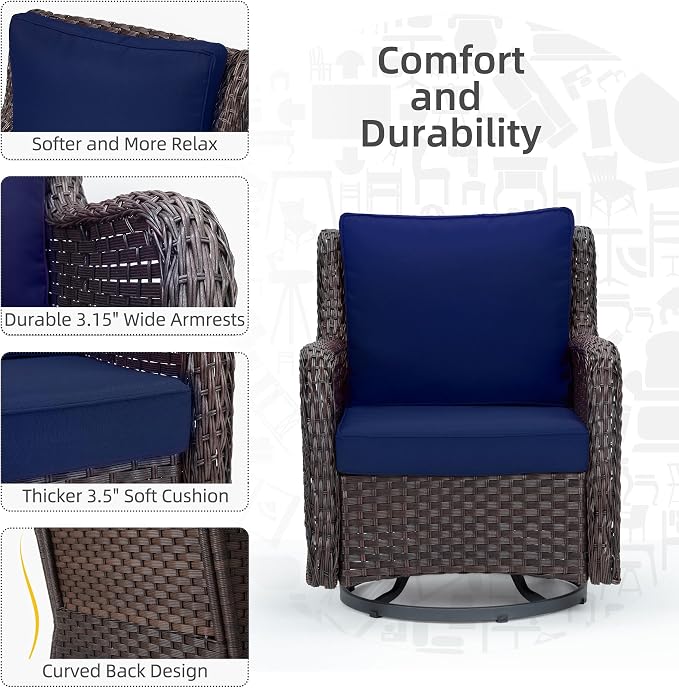 Towallmark Outdoor Swivel Wicker Glider Patio Chairs - Image 4