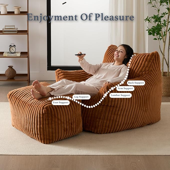 Gericco Oversized Bean Bag Chaise Lounge Chair Indoor - Image 5