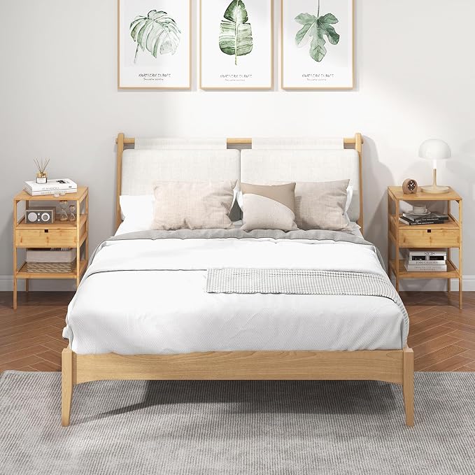 Giantex Bamboo Nightstands Set of 2, Wood Side Tables - Image 4