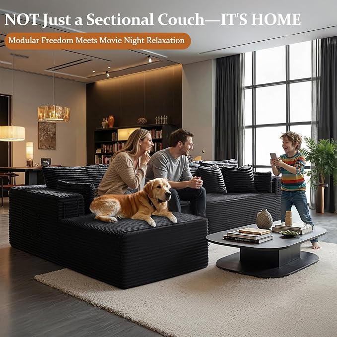 138" Cloud Sectional Couch, Comfort L Shaped Boneless Couch - Image 4