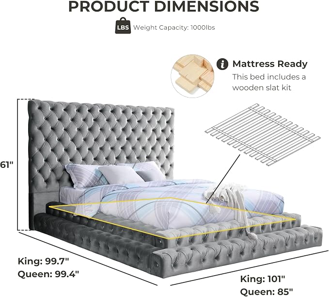 Furniture of America Sable Fabric Upholstered Step Up Queen-Size Platform Bed - Image 3