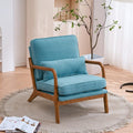 VINGLI Linen Teal Comfy Accent Chair, Mid Century Modern Lounge Armchair by VINGLI