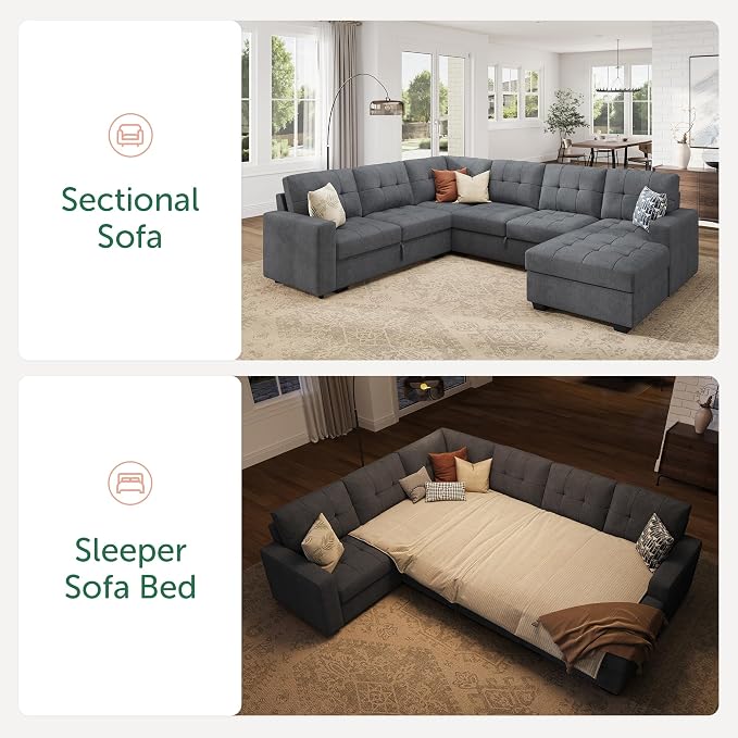 HONBAY Sectional Sleeper Sofa, Sleeper Sofa Couch - Image 4