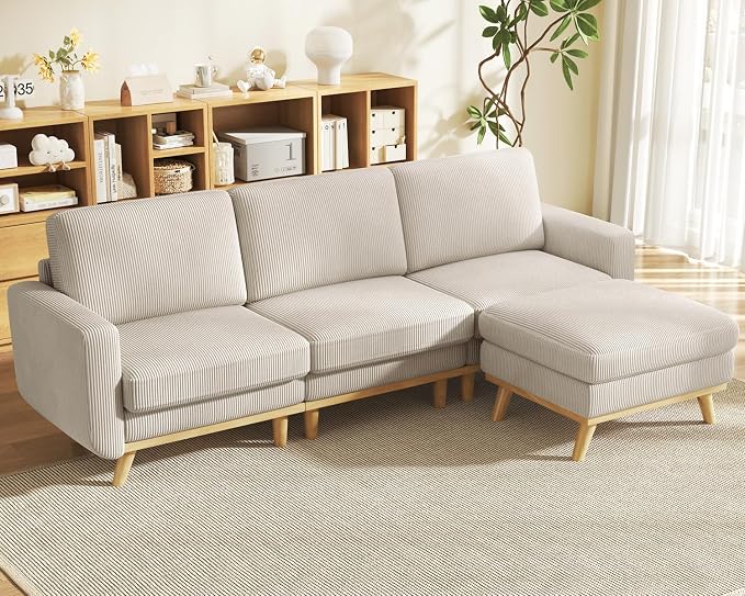 Vesgantti 97" Modular Sectional Sofa Light Gray, L-Shaped Couch by Vesgantti
