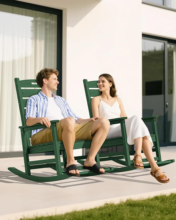 SERWALL Outdoor Rocking Chair Set of 2, Oversized Rocking Chair - Image 8