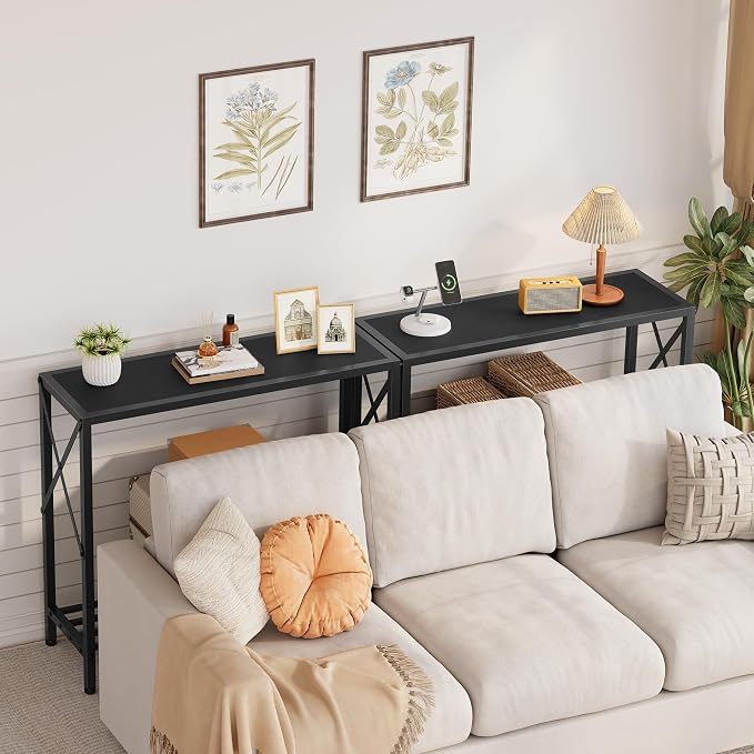 Tajsoon 2 Pack Console Table, 2 Tier Small Hallway Table, Narrow Sofa Table - Image 7