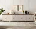 WAMPAT Buffet Cabinet with 8 Doors and 4 Drawers, Modern Coffee Bar Table Wood by WAMPAT