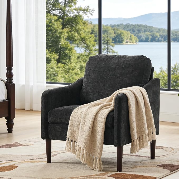 Mid Century Modern Accent Chair, Chenille Fabric Armchair - Image 8